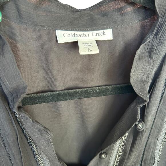 Coldwater Creek Women's Black Sheer Blouse Size Large - Picture 3 of 5